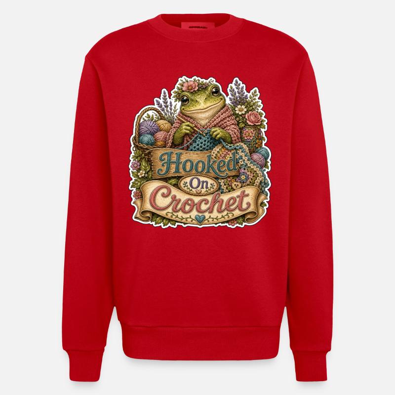 Grenouille crochetée au crochet - Sweat bio épais oversize fabriqué en UE - rouge