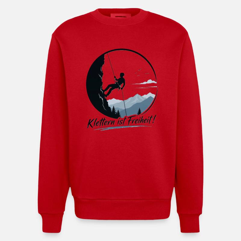 Klettern3 - Heavyweight Oversized Organic Crew Neck Made in EU - Rot