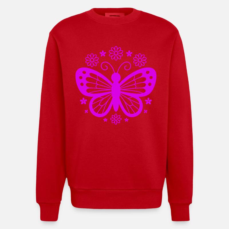 Pinkschmetterling Blütentraum - Heavyweight Oversized Organic Crew Neck Made in EU - Rot