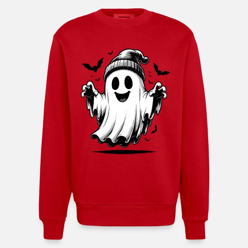 Geist mit Strickmütze - Heavyweight Oversized Organic Crew Neck Made in EU - Rot