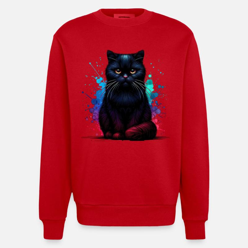 Cadeau du Chat Noir - Sweat bio épais oversize fabriqué en UE - rouge
