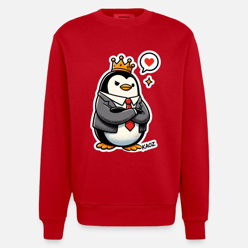 Gekrönter Pinguin - Heavyweight Oversized Organic Crew Neck Made in EU - Rot