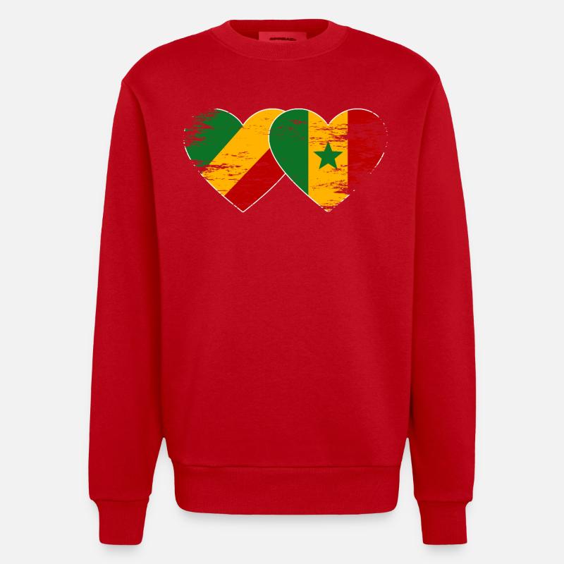 Drapeau Congo-Sénégal utilisé - Sweat bio épais oversize fabriqué en UE - rouge