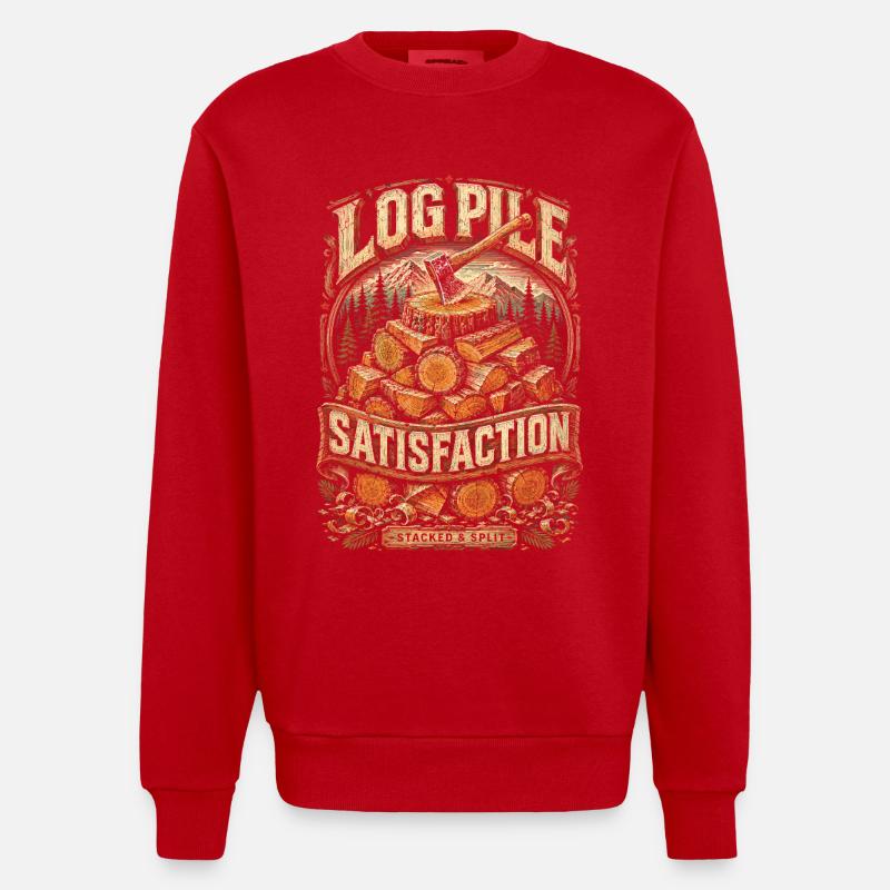 Lumberjack Lumberjack Log Pile Satisfaction - Heavyweight Oversized Organic Crew Neck Made in EU - red