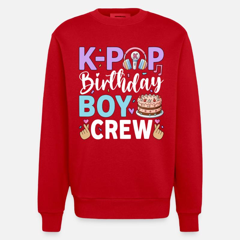 K-Pop Birthday Boy Crew - Heavyweight Oversized Organic Crew Neck Made in EU - red