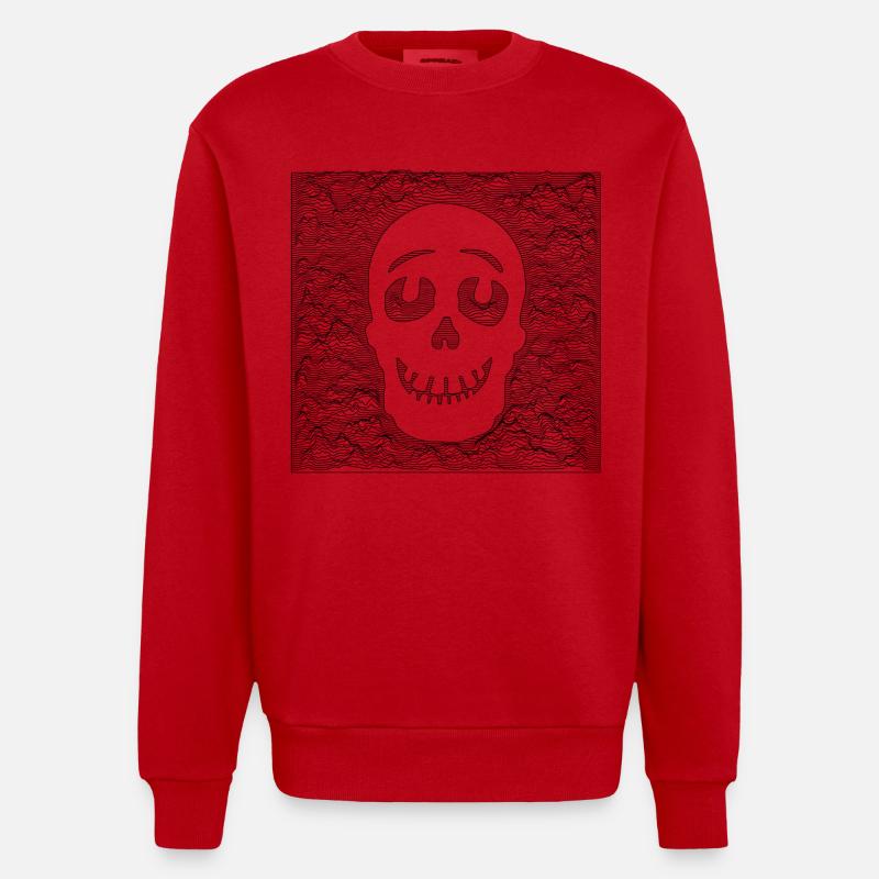 Schädel – Schwarz - Heavyweight Oversized Organic Crew Neck Made in EU - Rot