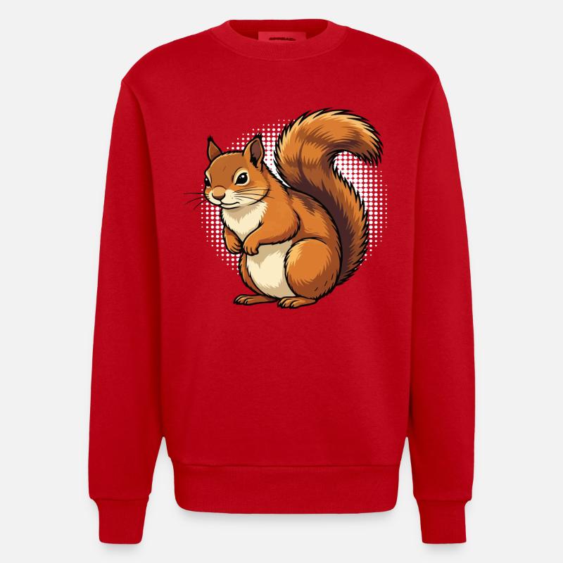 Eichhörnchen Eichhorn Eichhörnchenliebhaber Nager - Heavyweight Oversized Organic Crew Neck Made in EU - Rot