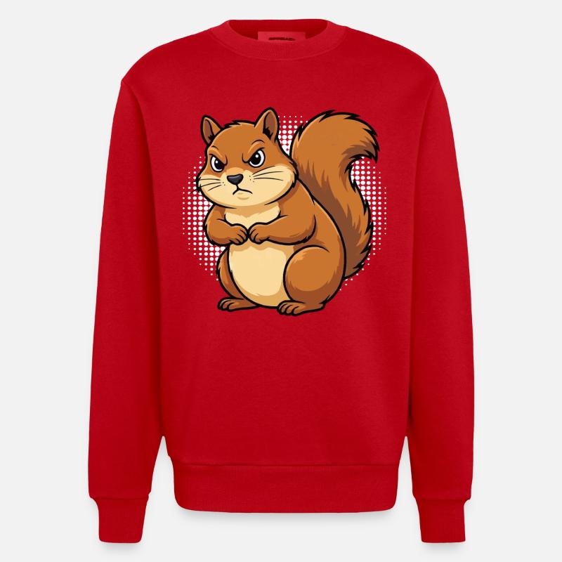 Eichhörnchen Eichhorn Eichhörnchenliebhaber Nager - Heavyweight Oversized Organic Crew Neck Made in EU - Rot