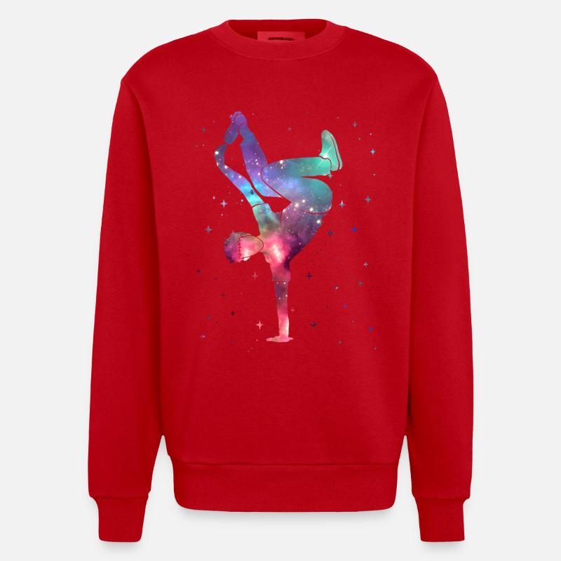 Breakdancing Breakdancer Space Breakdance - Heavyweight Oversized Organic Crew Neck Made in EU - red