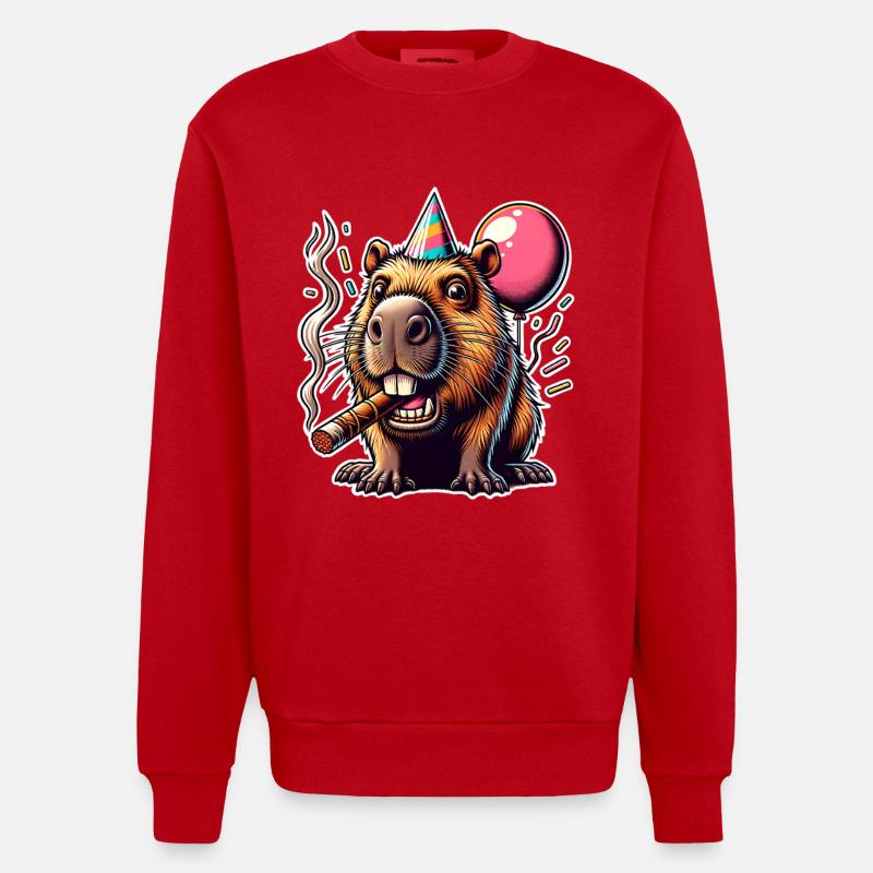 Fête de Capybara - Sweat bio épais oversize fabriqué en UE - rouge