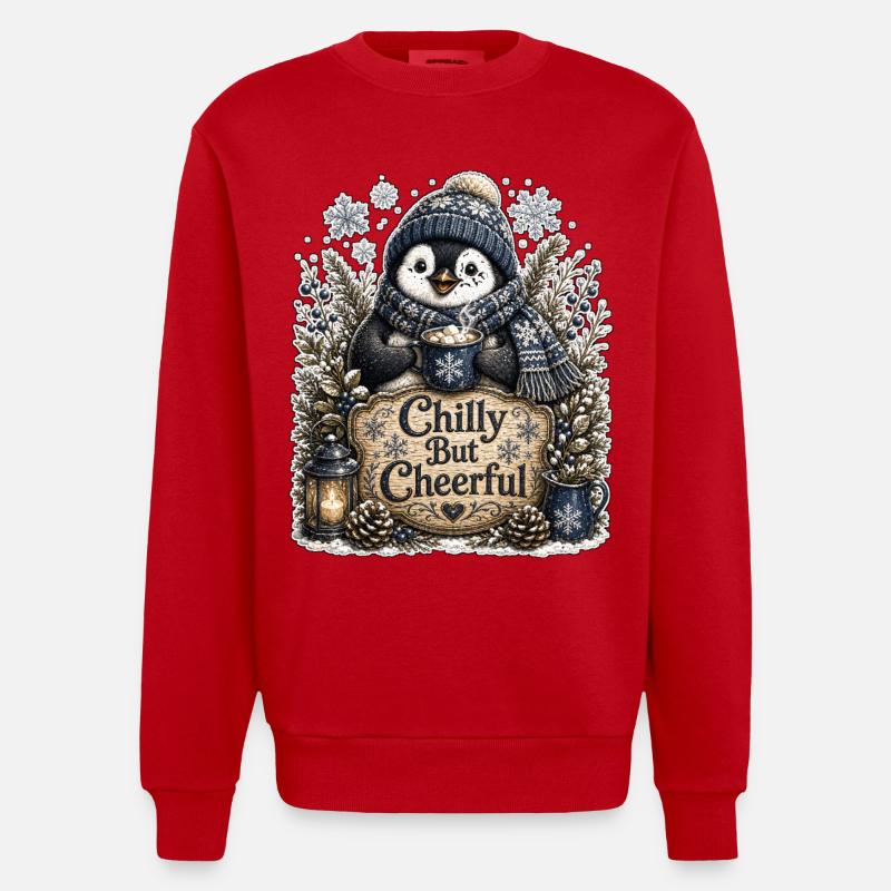 Froid mais Joyeux - Sweat bio épais oversize fabriqué en UE - rouge