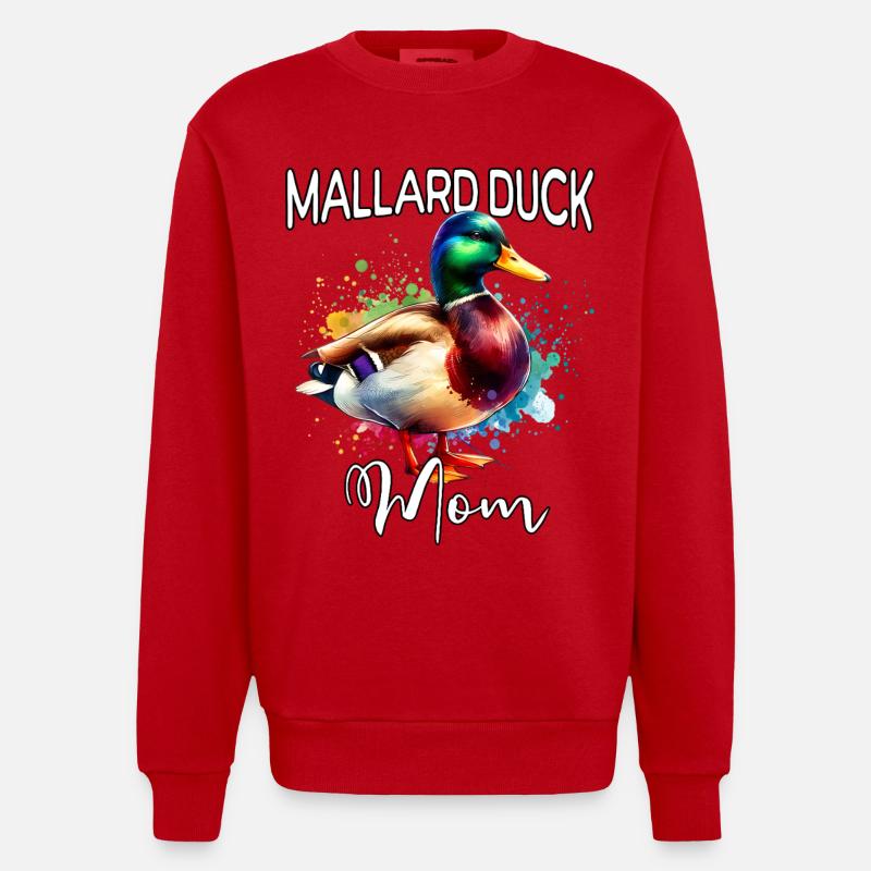 Maman du canard colvert - Sweat bio épais oversize fabriqué en UE - rouge