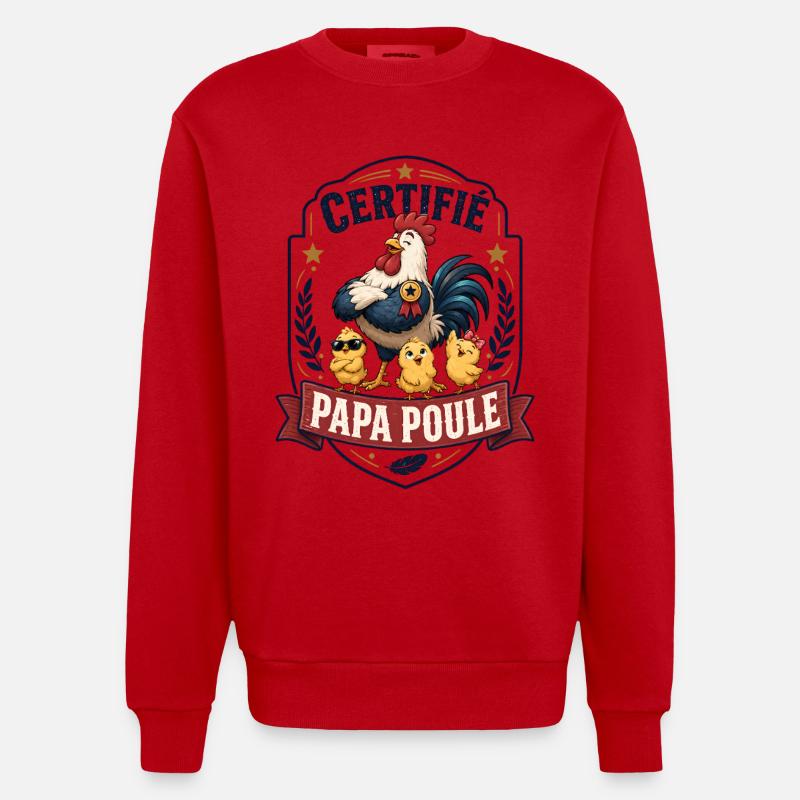 Zertifizierter Daddy Hen - Heavyweight Oversized Organic Crew Neck Made in EU - Rot