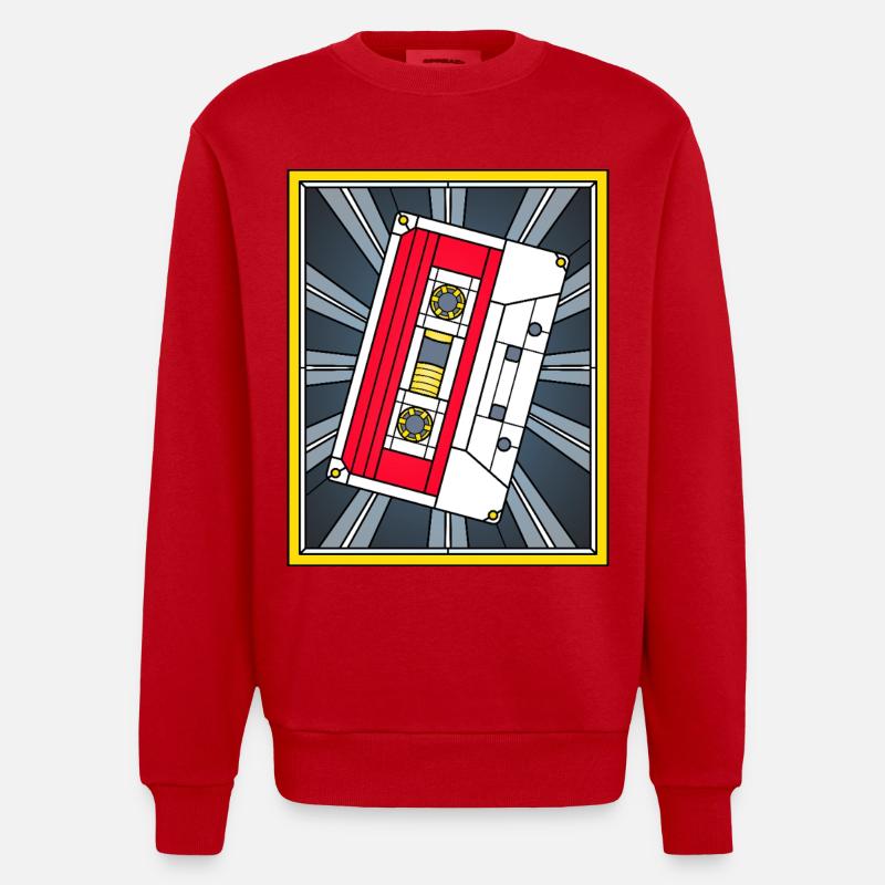 Illustration de cassette en vitrail - Sweat bio épais oversize fabriqué en UE - rouge