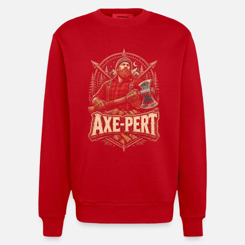 Bûcheron Bûcheron Bûcheron Hache-Pert - Sweat bio épais oversize fabriqué en UE - rouge