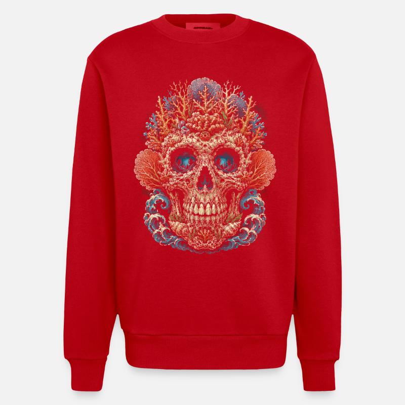 Belize Belizean Root - Heavyweight Oversized Organic Crew Neck Made in EU - red