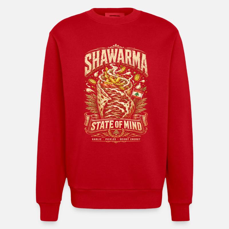 État d’esprit du Shawarma libanais - Sweat bio épais oversize fabriqué en UE - rouge
