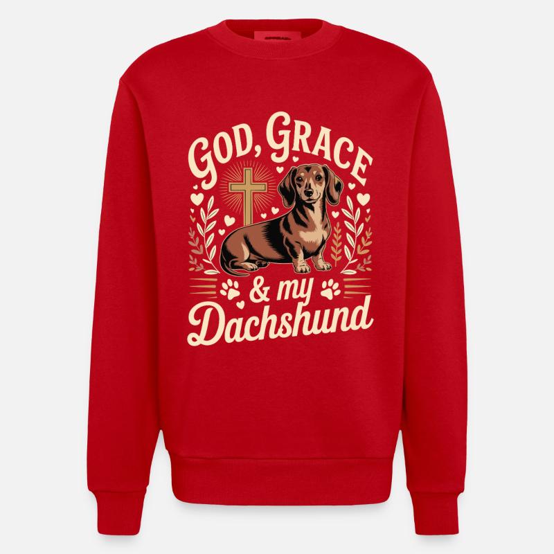 God Grace Teckel - Sweat bio épais oversize fabriqué en UE - rouge