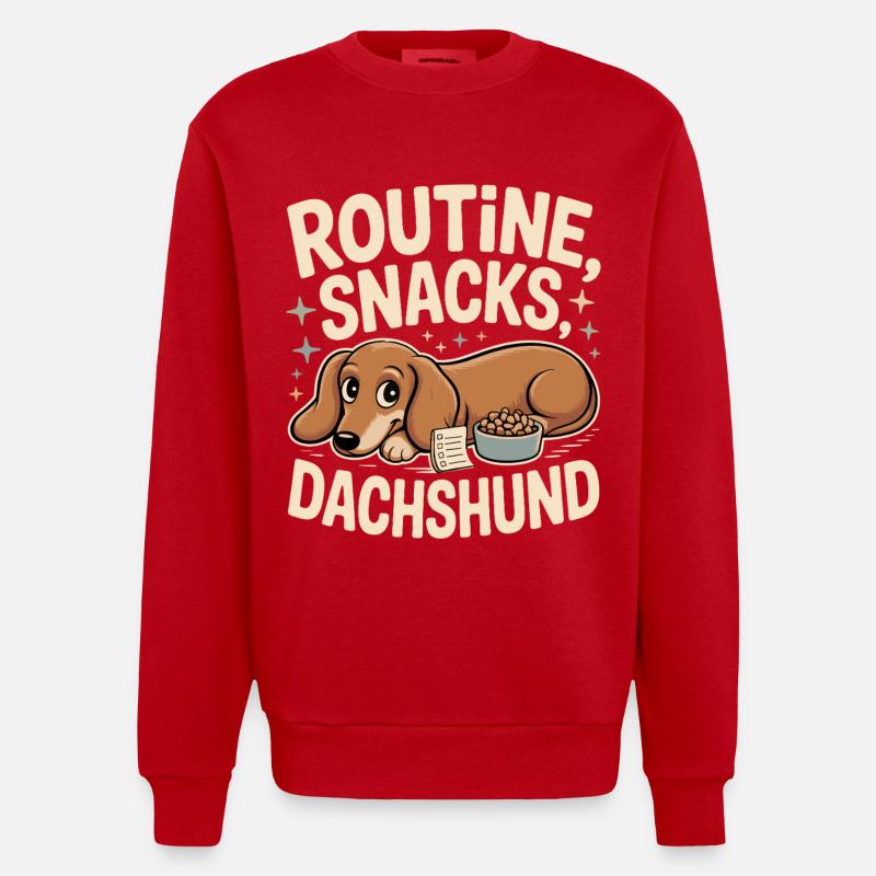Routine Snacks Dackel - Heavyweight Oversized Organic Crew Neck Made in EU - Rot