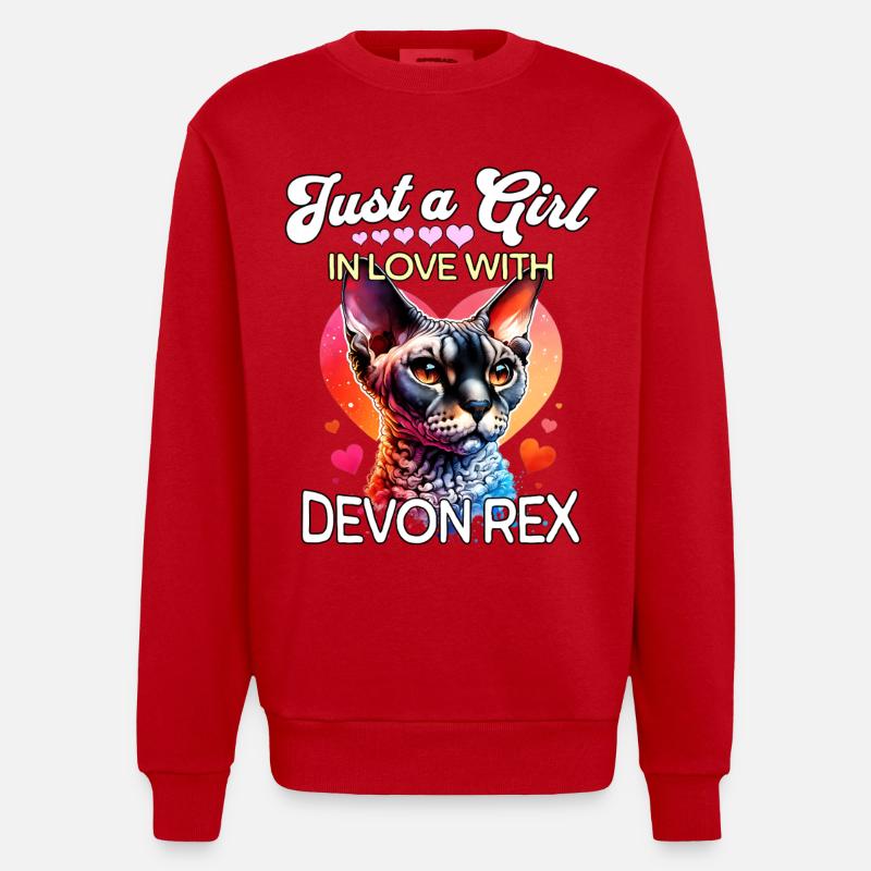 Devon Rex Girl - Sweat bio épais oversize fabriqué en UE - rouge