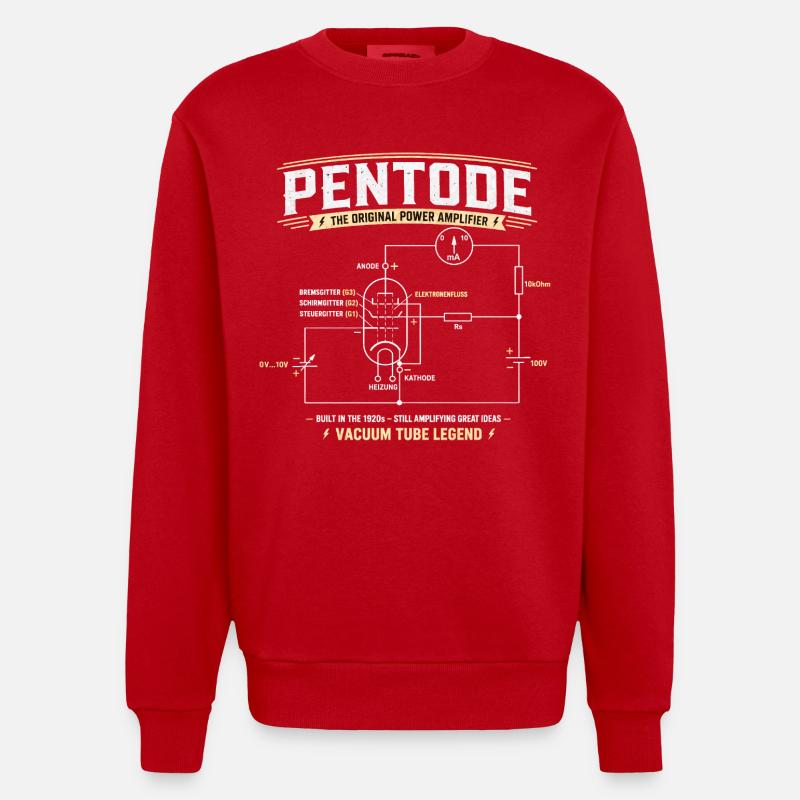 Pentode - Eine Legende der Röhrenelektronik - Heavyweight Oversized Organic Crew Neck Made in EU - Rot