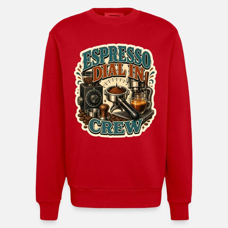 ÉQUIPE DE COMPOSITION À L’ESPRESSO - Sweat bio épais oversize fabriqué en UE - rouge