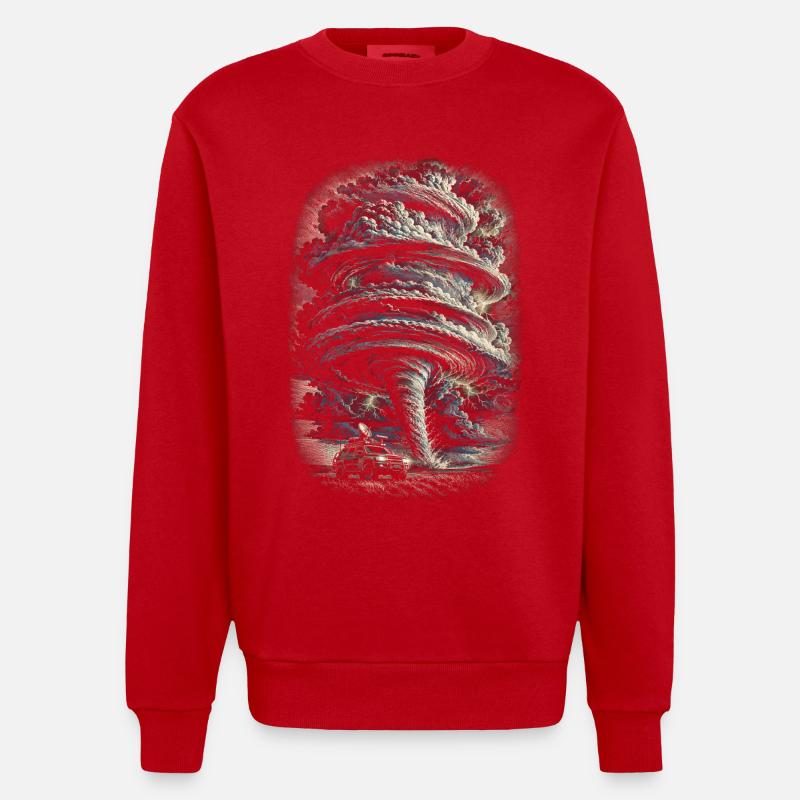 Météorologue chasseur de tempêtes - Sweat bio épais oversize fabriqué en UE - rouge