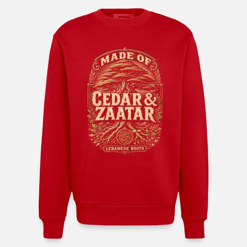 Libanon Libanese Cedar & Zaatar - Heavyweight Oversized Organic Crew Neck Made in EU - Rot