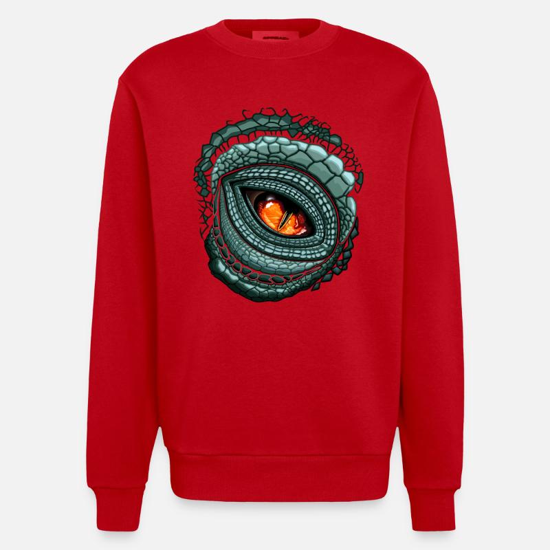 Primal Eye Predator - Heavyweight Oversized Organic Crew Neck Made in EU - red