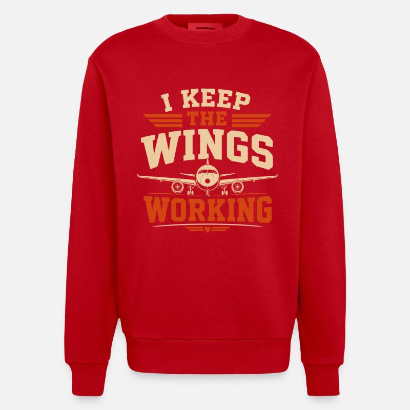 Flugzeug Technik Wartung Und Luftfahrt - Heavyweight Oversized Organic Crew Neck Made in EU - Rot