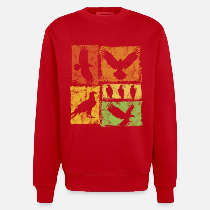 Eagle Retro Graphic - Sweat bio épais oversize fabriqué en UE - rouge