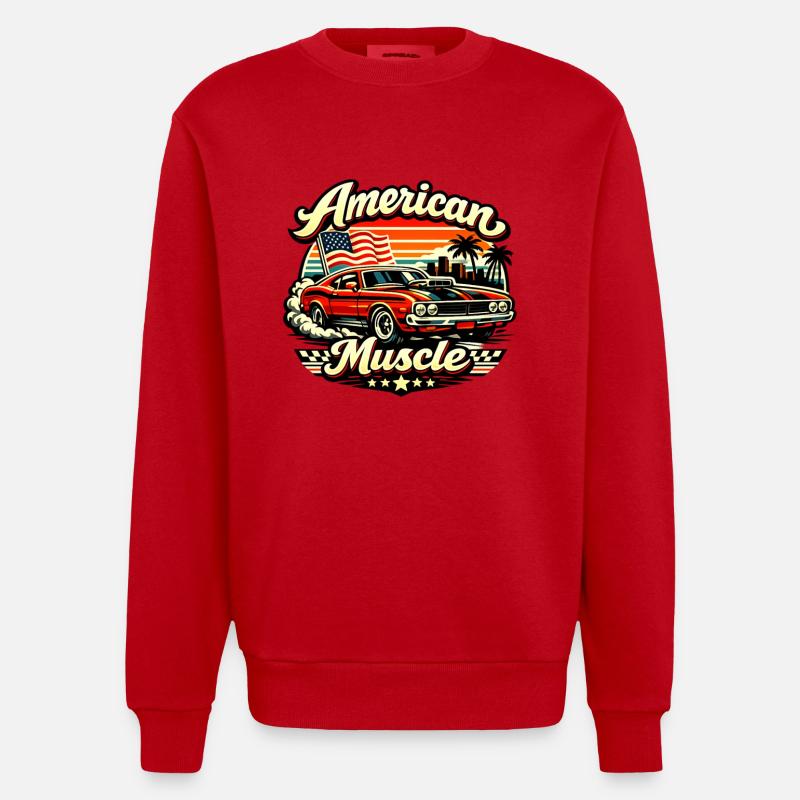 American_Muscle_4 - Sweat bio épais oversize fabriqué en UE - rouge