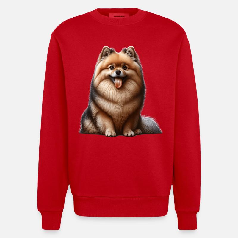 Spitz Zwergspitz German Spitz - Heavyweight Oversized Organic Crew Neck Made in EU - Rot