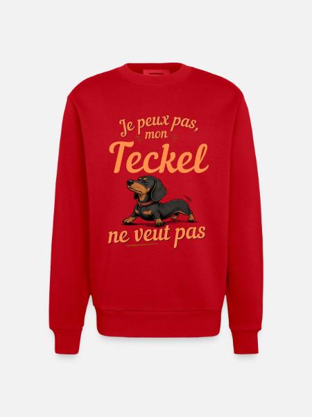 Teckel Nonchalant Humour - Sweat bio épais oversize fabriqué en UE - rouge
