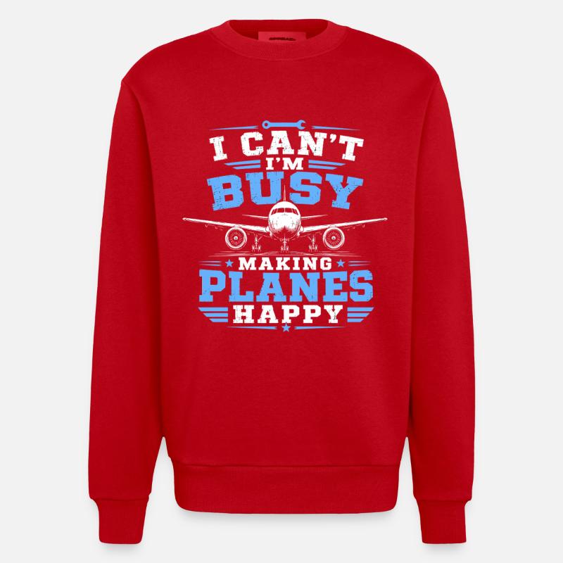 Luftfahrt Mechanik Flugzeug Techniker - Heavyweight Oversized Organic Crew Neck Made in EU - Rot