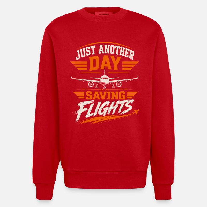 Luftfahrt Technik Wartung Flugzeug Profi - Heavyweight Oversized Organic Crew Neck Made in EU - Rot