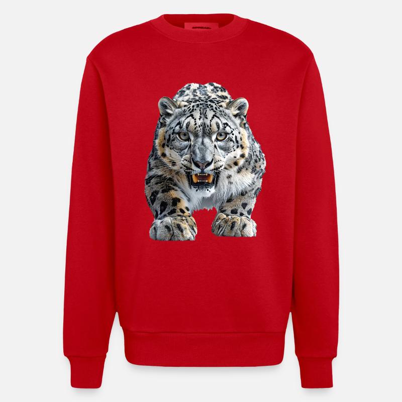 Schneeleopard - Heavyweight Oversized Organic Crew Neck Made in EU - Rot
