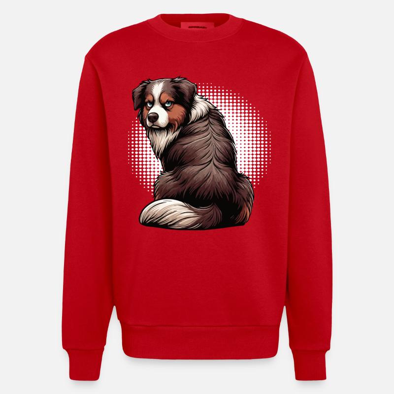Australian Shepherd Aussie Aussiebesitzer Aussies - Heavyweight Oversized Organic Crew Neck Made in EU - Rot