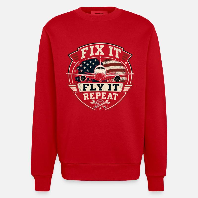 Flugzeugtechnik Wartung Luftfahrt Beruf - Heavyweight Oversized Organic Crew Neck Made in EU - Rot