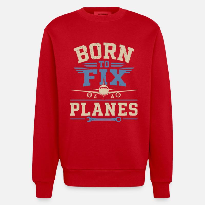 Luftfahrt Ingenieur Flugzeugtechnik Wartung - Heavyweight Oversized Organic Crew Neck Made in EU - Rot