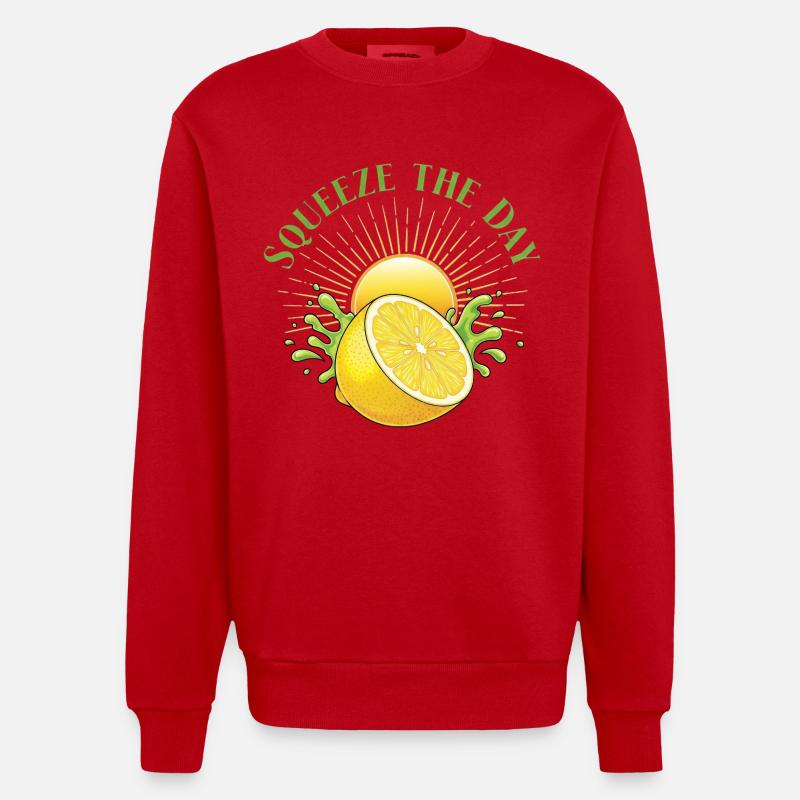 Squeeze the Day Zitronen-Splash - Heavyweight Oversized Organic Crew Neck Made in EU - Rot