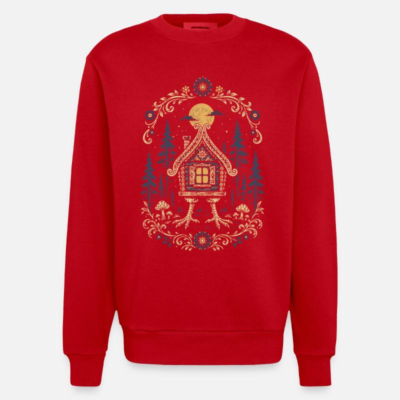 Baba Yaga Hut - Sweat bio épais oversize fabriqué en UE - rouge