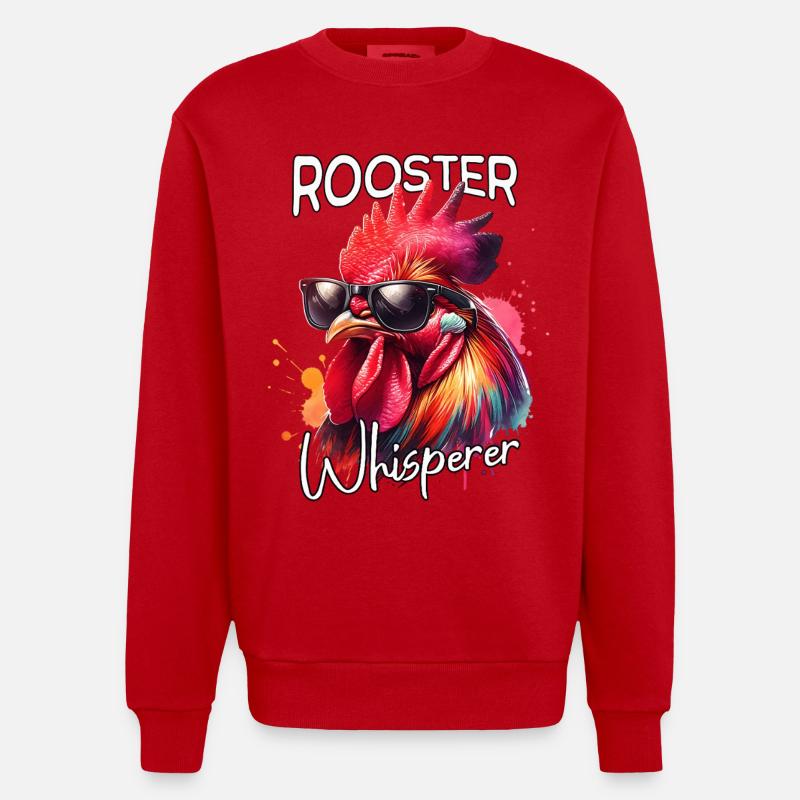 Hahn Flüsterer - Heavyweight Oversized Organic Crew Neck Made in EU - Rot