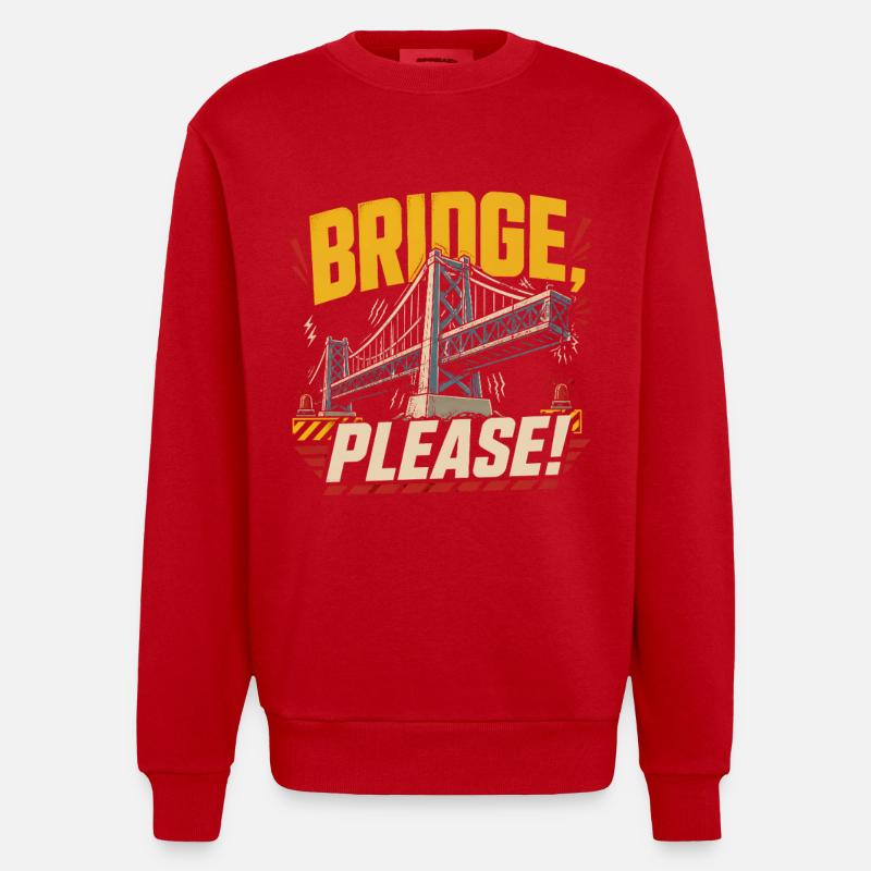 Bridge Engineer Civil Engineering - Heavyweight Oversized Organic Crew Neck Made in EU - red