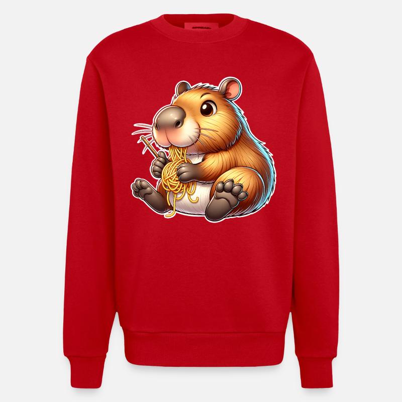 Pâtes à capybara - Sweat bio épais oversize fabriqué en UE - rouge