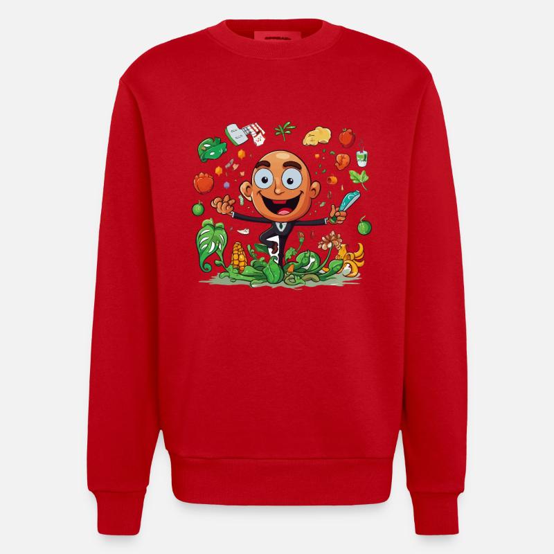 Kitchen Hero Vegetable Magic - Heavyweight Oversized Organic Crew Neck Made in EU - red