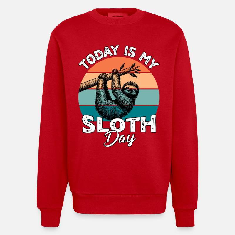 Faultier Sloth - Heavyweight Oversized Organic Crew Neck Made in EU - Rot