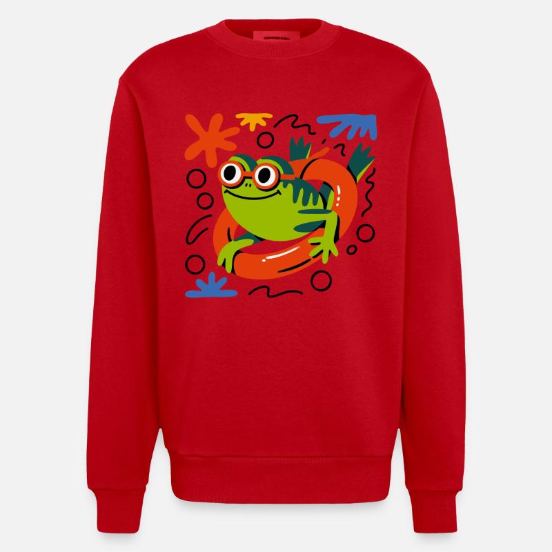 Fun de grenouilles d’été - Sweat bio épais oversize fabriqué en UE - rouge