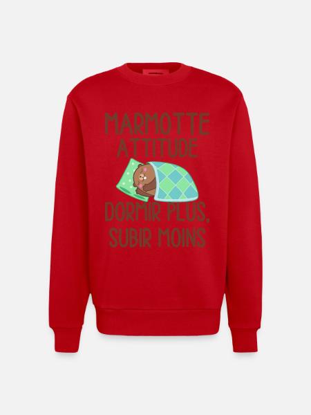 Marmotte Attitude Dormir Plus - Sweat bio épais oversize fabriqué en UE - rouge