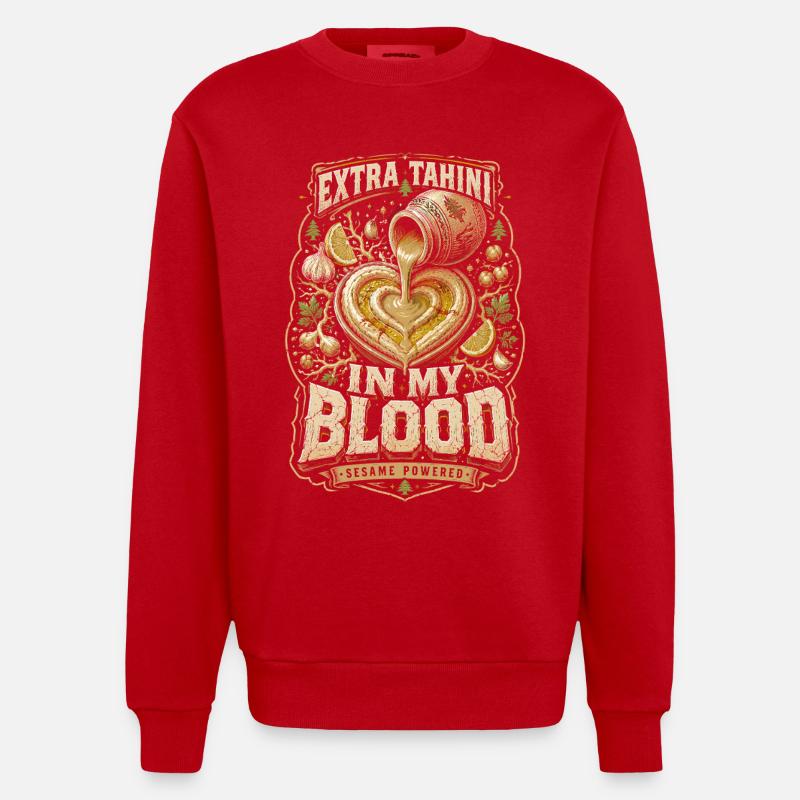 Libanon Libanese Extra Tahini - Heavyweight Oversized Organic Crew Neck Made in EU - Rot